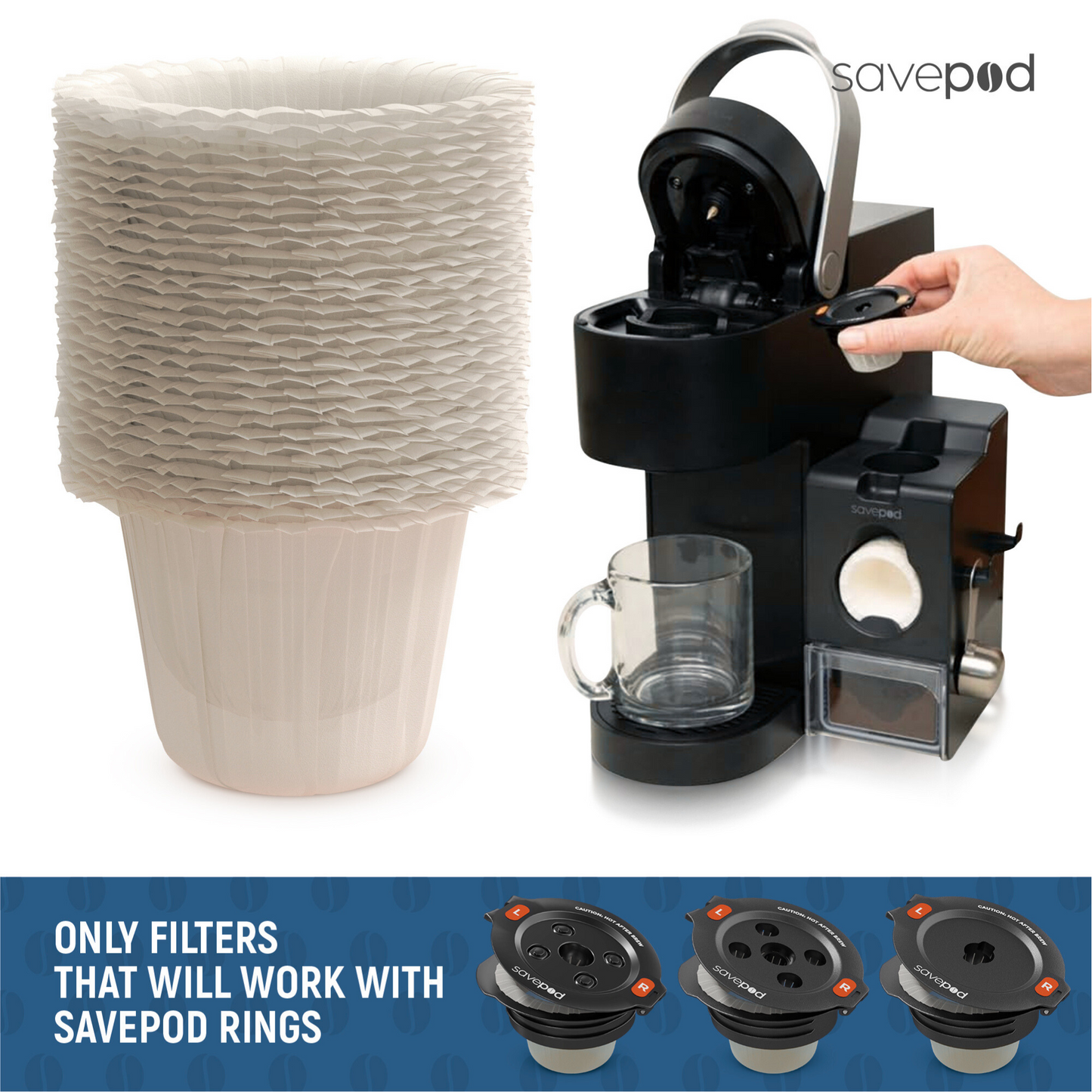 Savepod® Disposable Coffee Filters - 100% Compostable