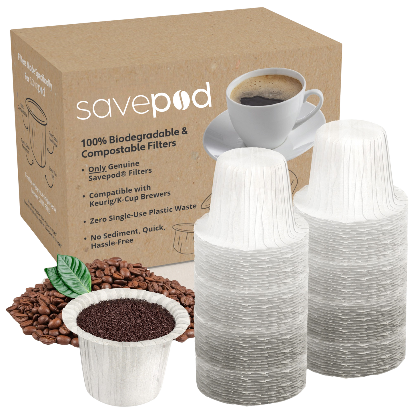 Savepod® Disposable Coffee Filters - 100% Compostable