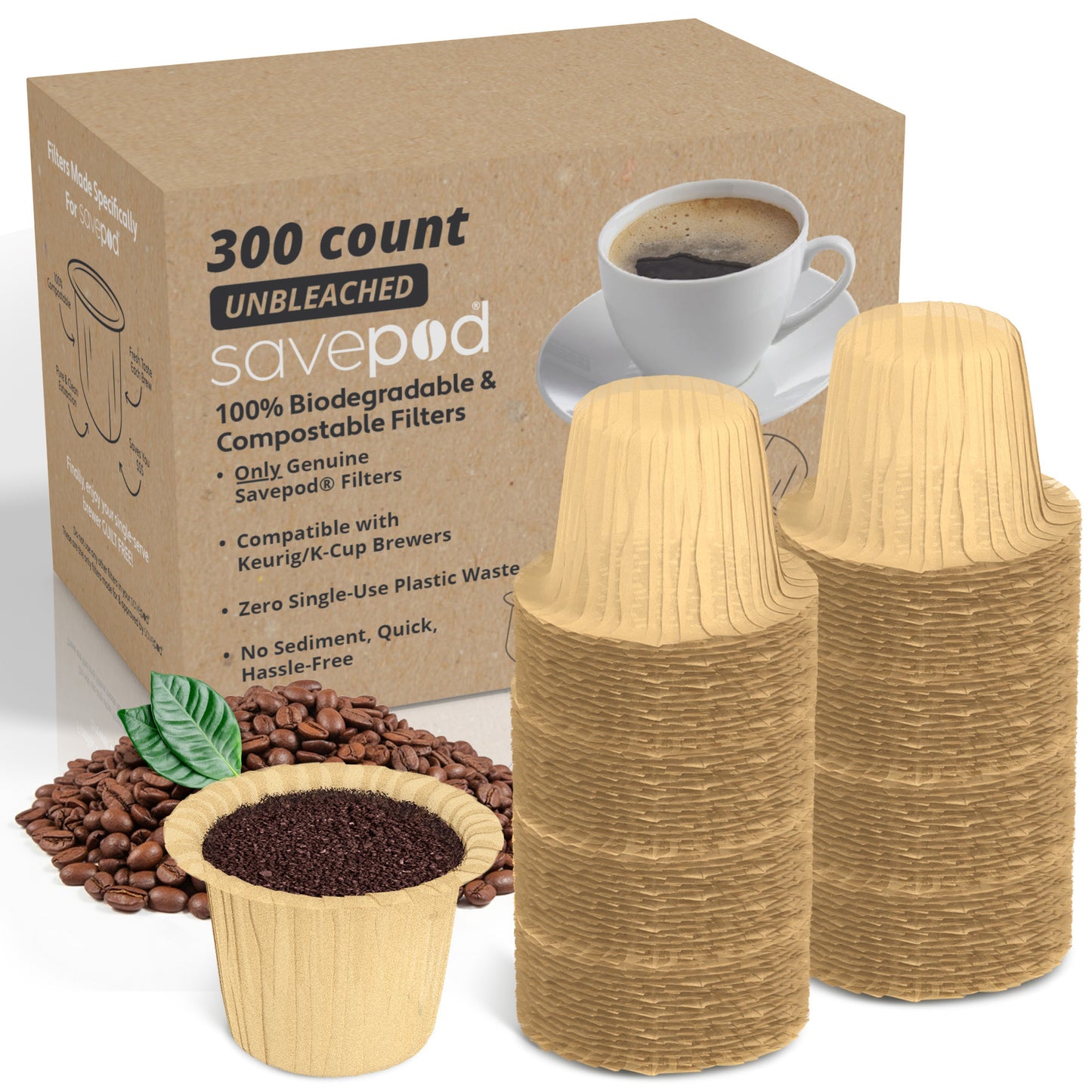 Savepod® Disposable Coffee Filters - 100% Compostable