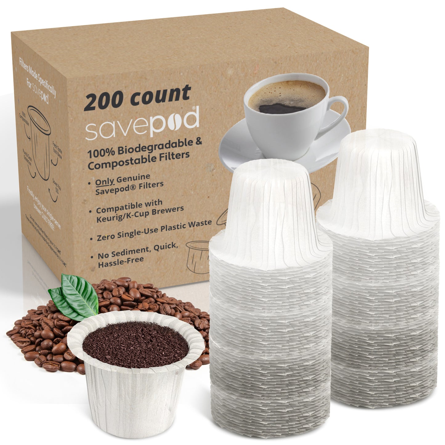 Savepod® Disposable Coffee Filters - 100% Compostable