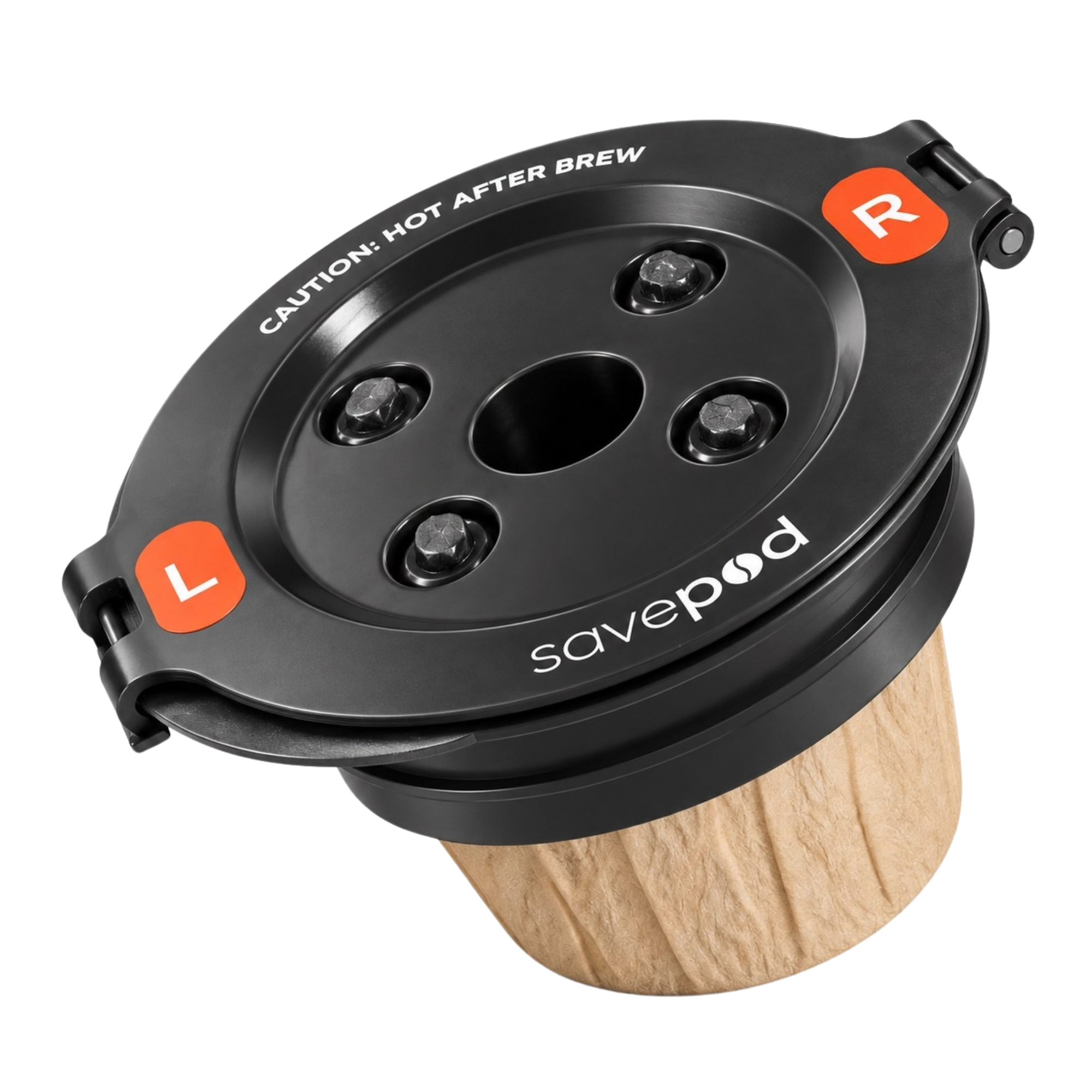 Savepod reusable ring with a paper coffee filter